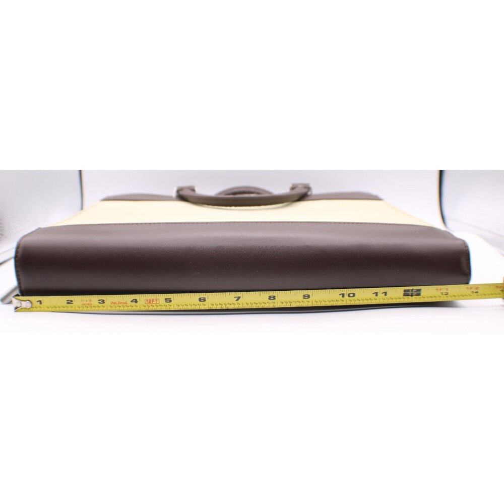 Day Runner Briefcase Planner Organizer Leather Canvas Zipper Handle Brown Green - Picture 11 of 14